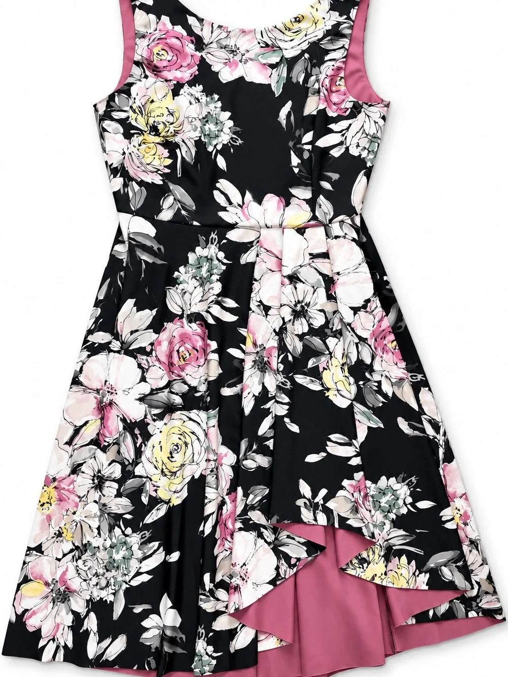 White House Black Market Floral High-Low Fit & Flare Dress – NWT – Size 0 - Picture 2 of 4